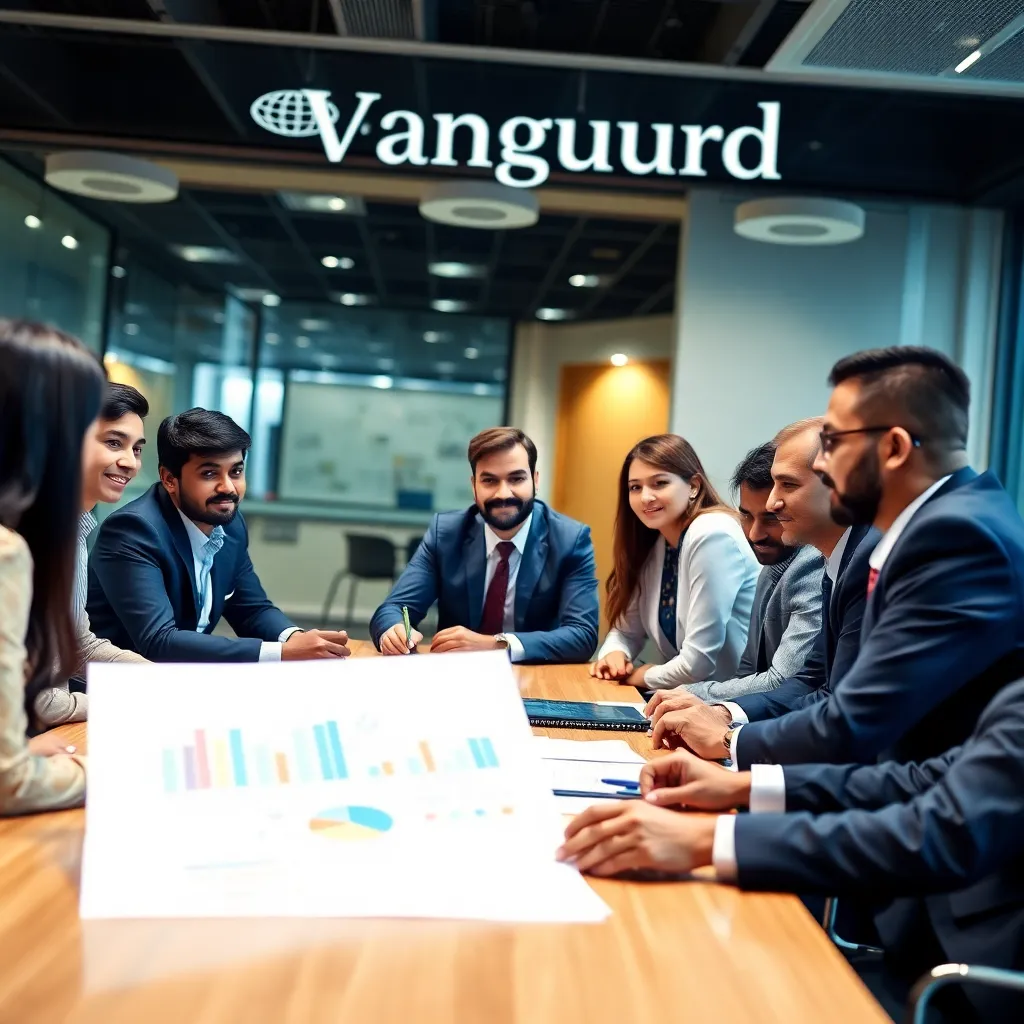 A diverse team of financial experts in a modern boardroom in Bangalore collaborating on a complex business strategy.